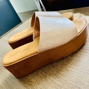 Pierre Dumas Tan and Cream Platform Sandals